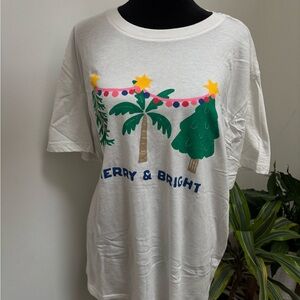 Old Navy White Long Sleeve Tee with Festive Print